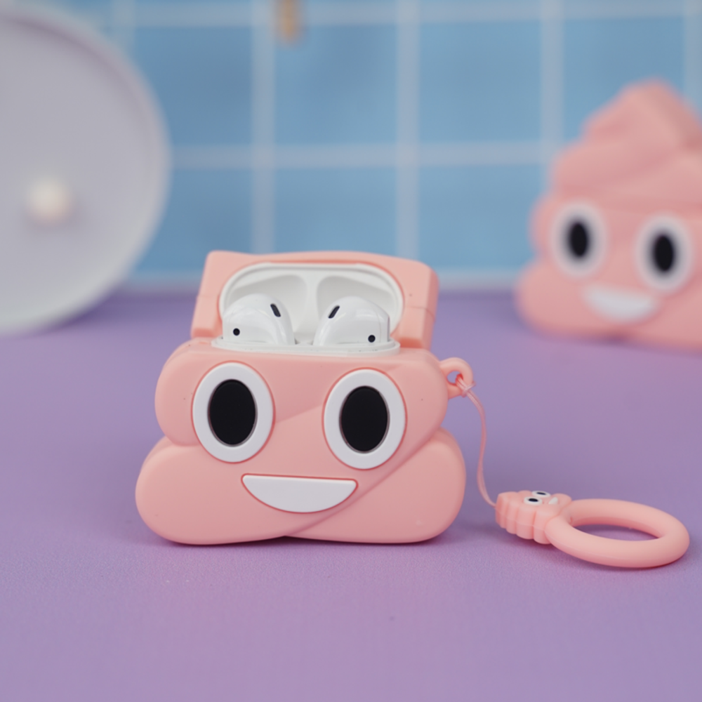 Чехол для AirPods1/2 Какашка, розовый