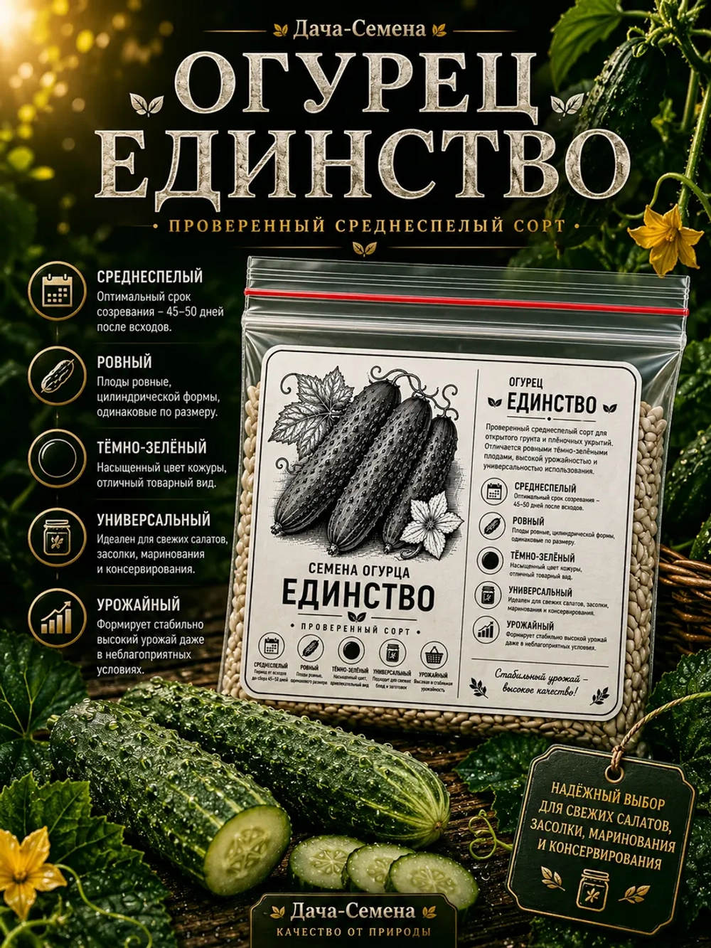Семена огурца Единство