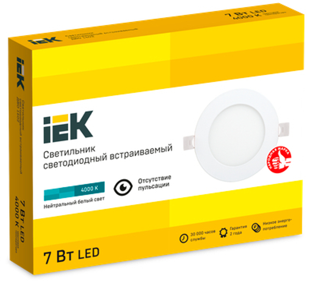 Светильник ДВО 1602 белый круг LED 7Вт 4000К IP20 IEK
