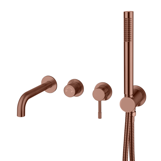 Смеситель встроенный + ручной душ + излив Uno Brushed Bronze