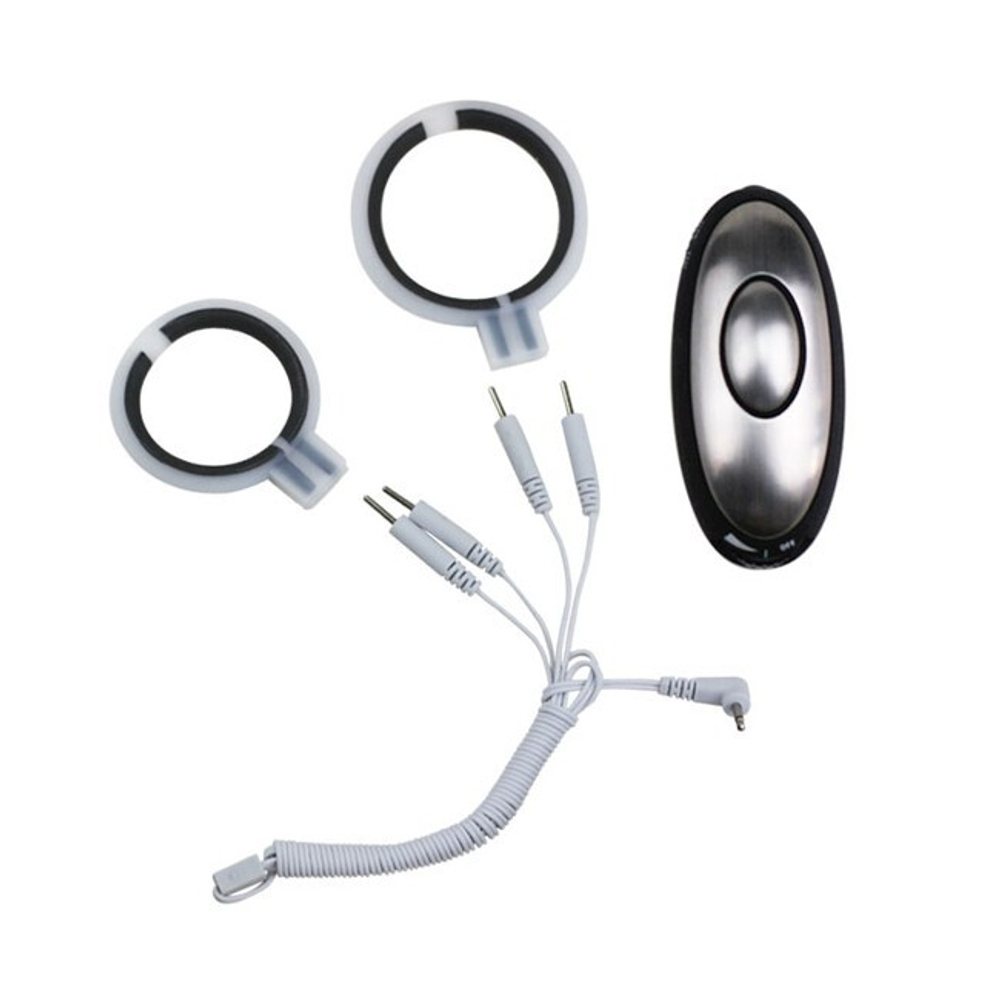 Электро-шоковый набор для стимуляции эрекции Man Power (Цвет: белый с чёрными вставками)