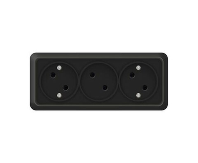 Розетка 3-м ОП Олимп 16А IP20 без заземл. черн. Universal 2217