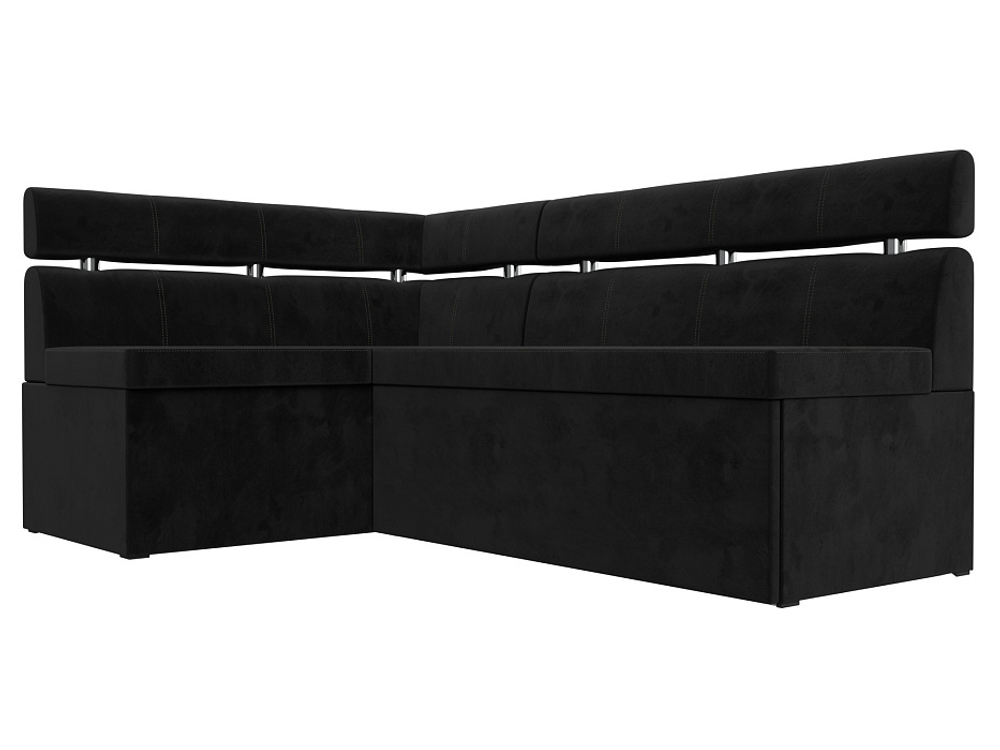 Диван кухонный угловой Классик левый угол, Черный, Велюр, 117982L