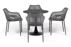 "Беллини" обеденная группа на 4 персоны, цвет темно-серый