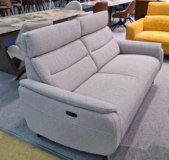 Диван c электро-реклайнером Level, 183 см, серое букле