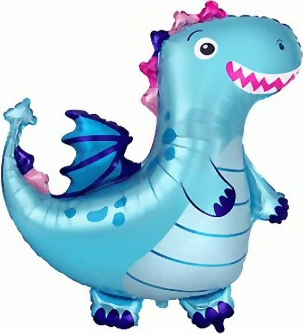 Шар (14''/36 см) Мини-фигура, Дракон, Голубой, 1 шт.