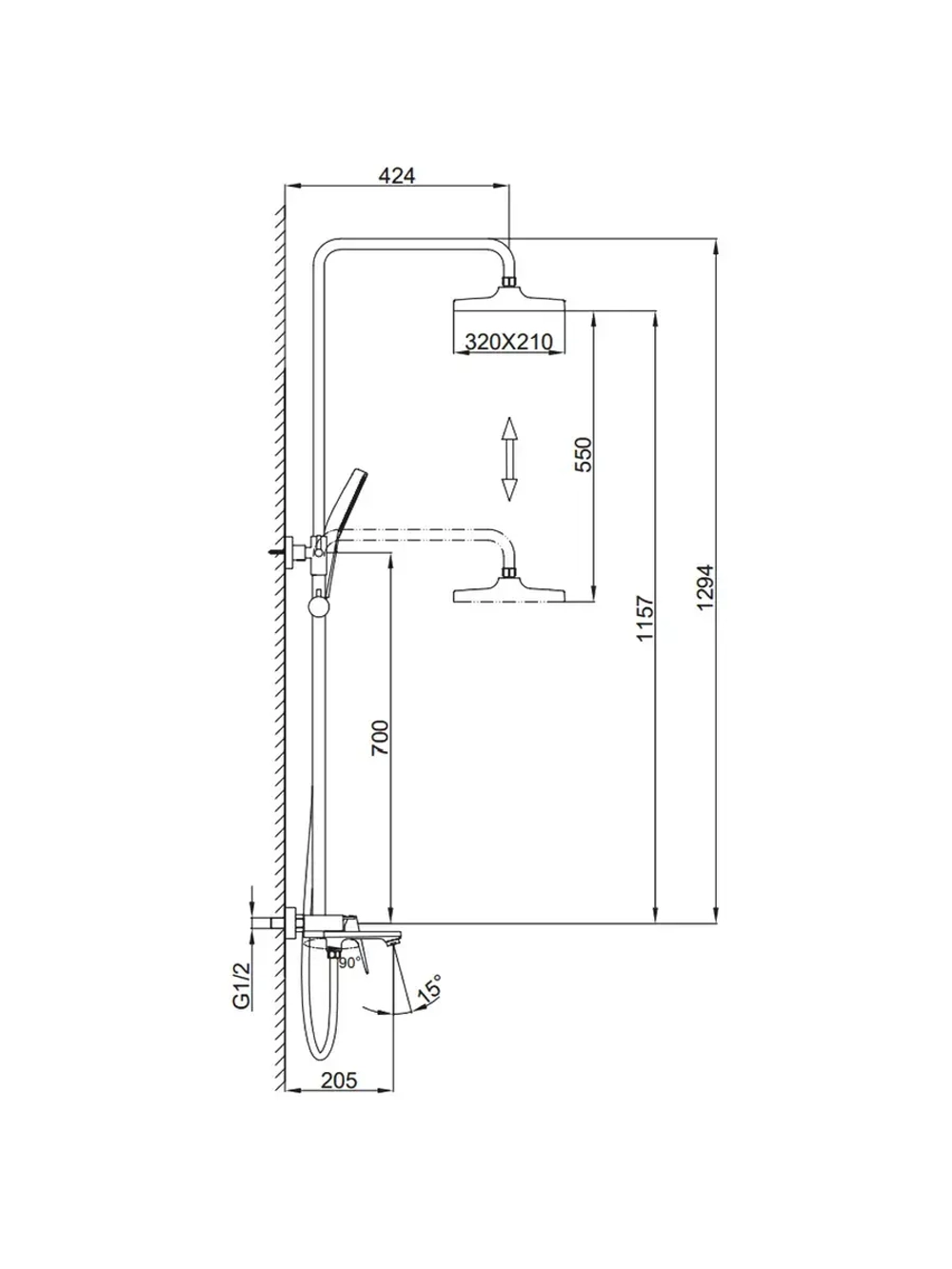 Душевая система с тропическим душем Frap F2487-6