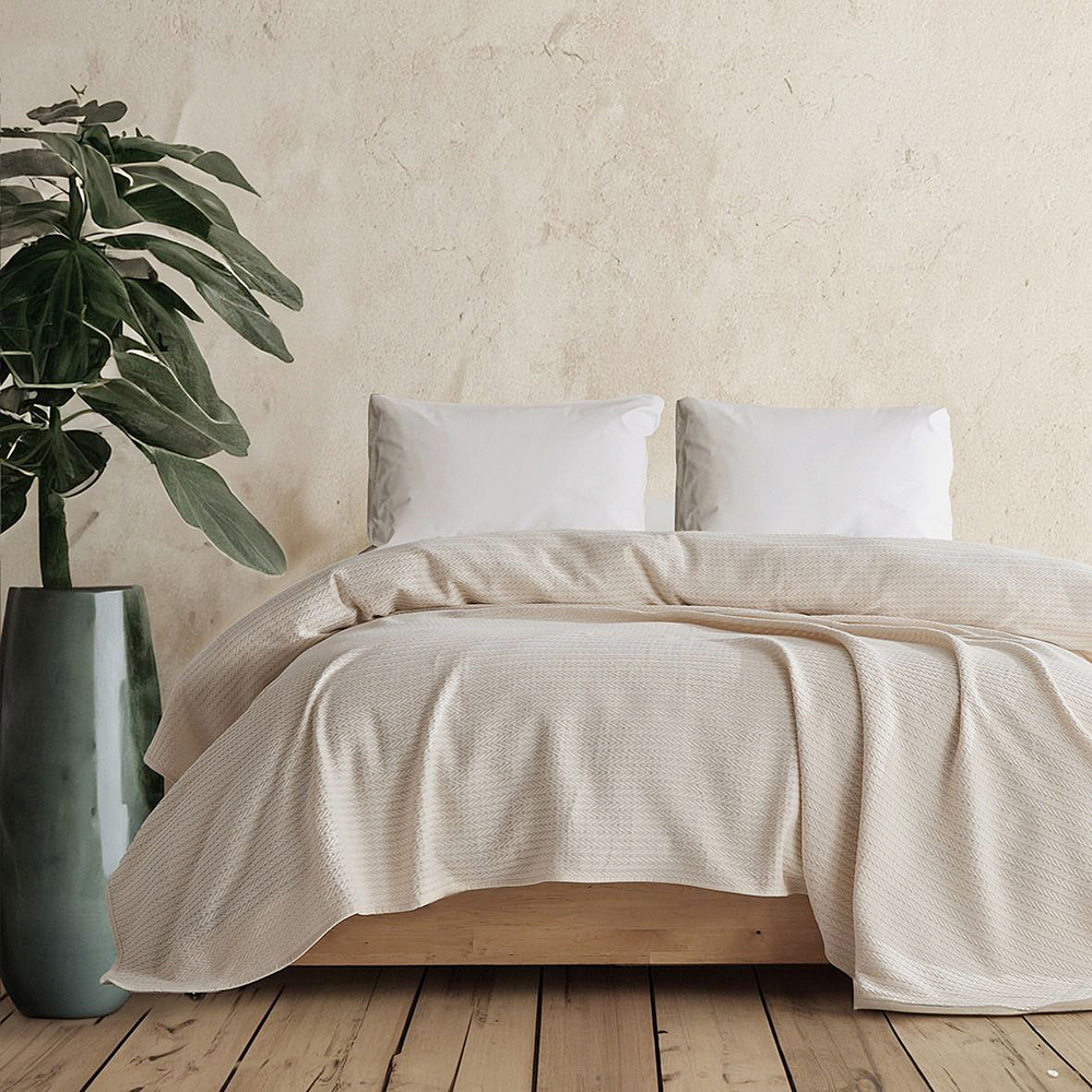 Плед-покрывало из хлопка Nepal, цвет Молочный