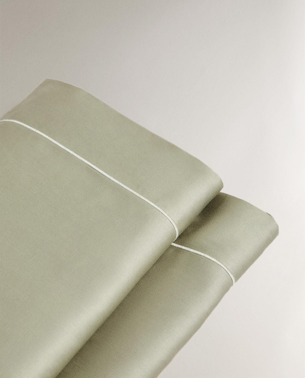 Zara Home - Простыня из сатина с подолом (300 нитей), зеленый, 290x280 см