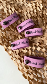 Кожаные бирки с кнопкой "Hand Made"