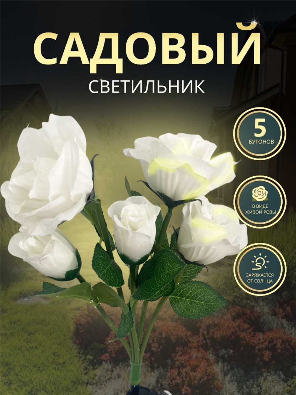 Светильник роза белый 5 бут