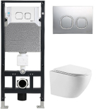 Унитаз подвесной WeltWasser AMBERG 506+MERZBACH 043 XL GL-WT+AMBERG RD-CR белый/кнопка хром, безободковый, с крышкой микролифт, с инсталляцией, слив торнадо