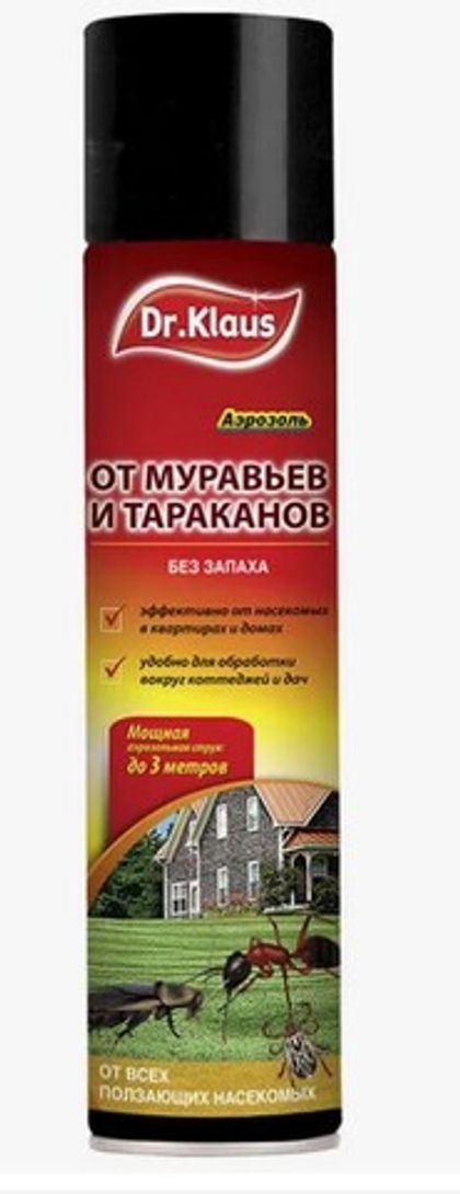 Dr.Klaus аэрозоль от муравьёв и тараканов 600 мл, без запаха