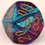 Chessex 7-dice set Gemini Purple-Teal/Gold Polyhedral