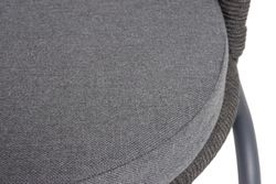 "Люксембург" стул плетеный из роупа, каркас из стали темно-серый (RAL7024) муар, роуп темно-серый круглый, ткань темно-серая 027