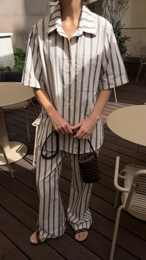 Рубашка изо льна в полоску