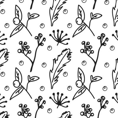 Бесшовный принт c зимней ботаникой