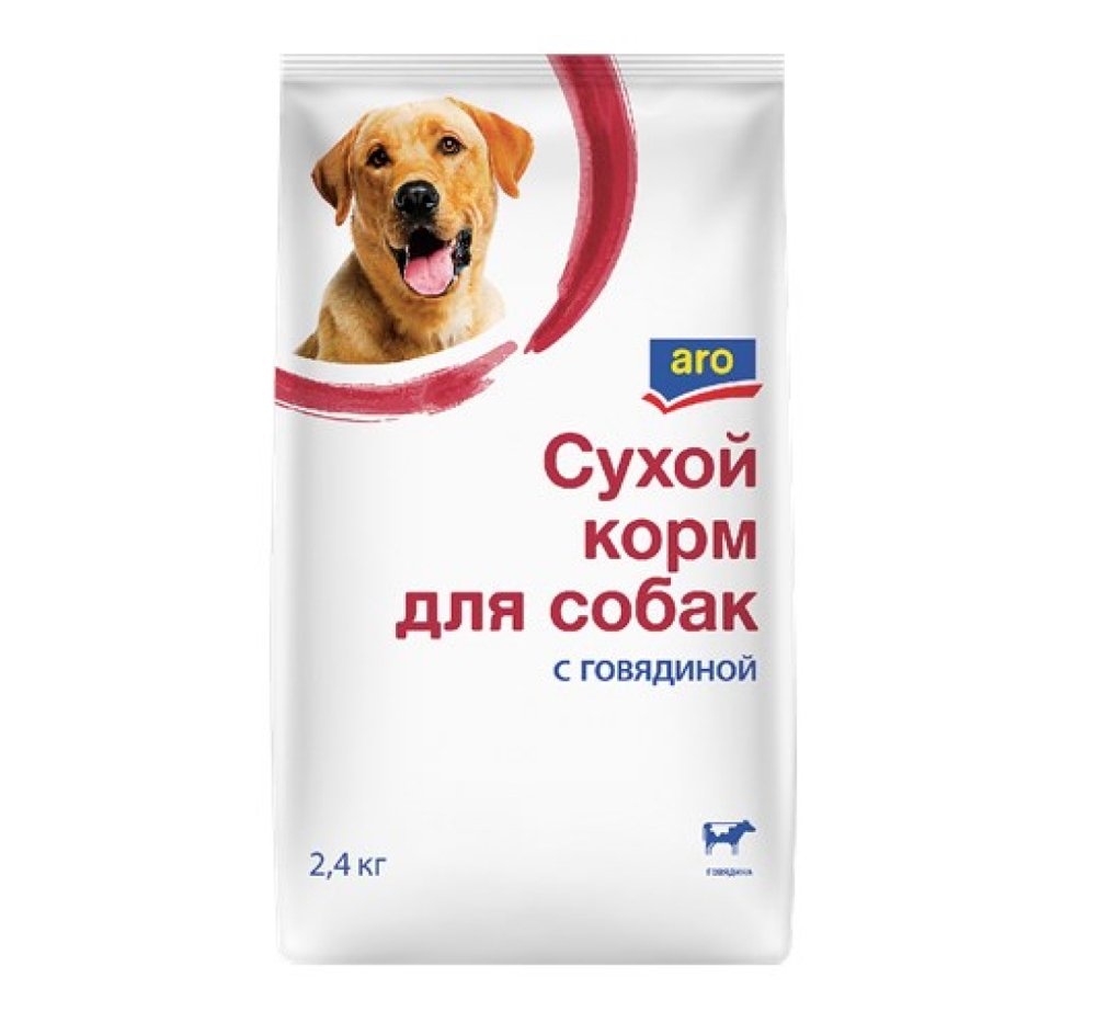 Корм сухой для собак с говядиной ARO, 2.4кг