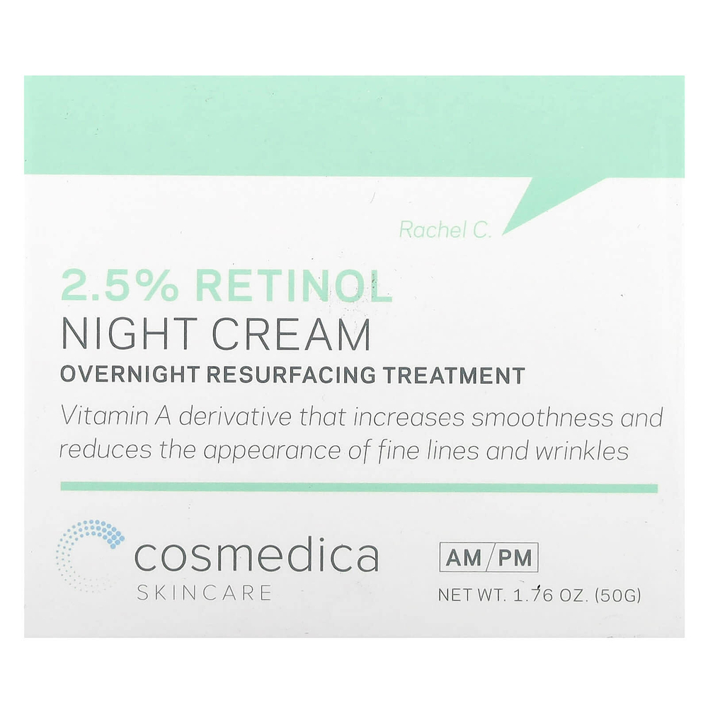 Cosmedica Skincare, Ночной крем с 2,5% сывороткой ретинола, ночная омолаживающая процедура, 50 г (1,76 унции)