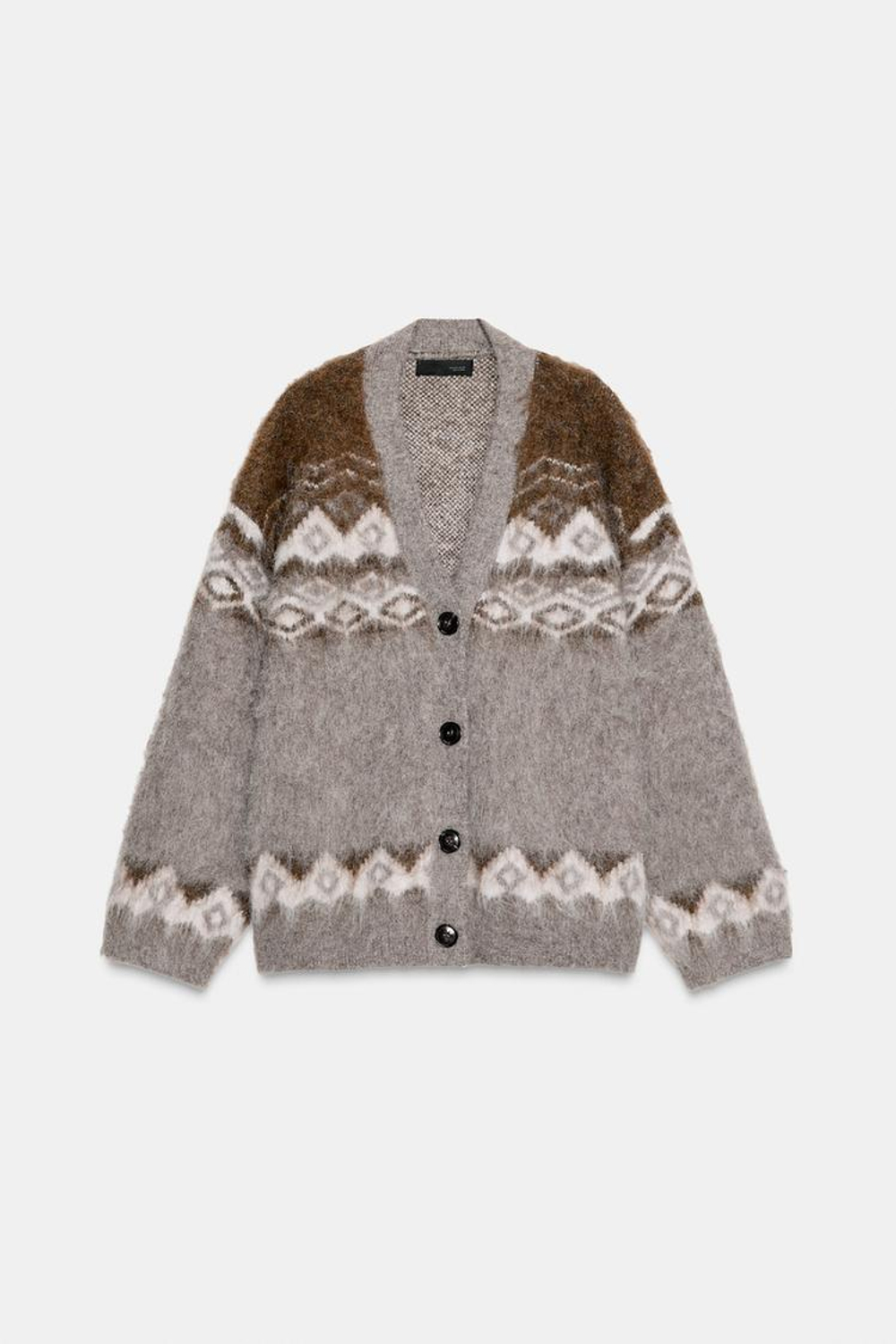 ZARА ЖАККАРДОВЫЙ КАРДИГАН С РЕЛЬЕФНЫМ УЗОРОМ, РАЗНОЦВЕТНЫЙ