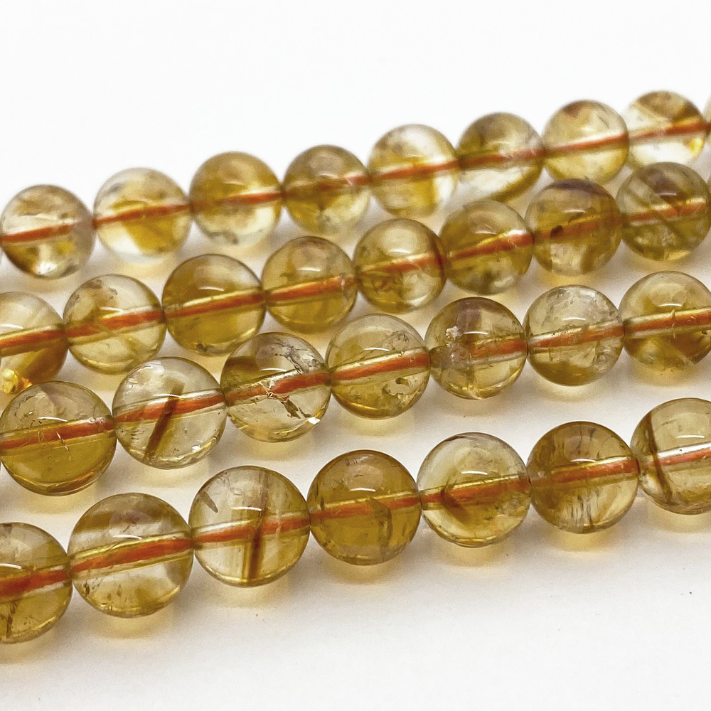 Бусины Кварц желтый ("Цитрин"), диаметр 7,9-8,1 мм, цена за 12 шт (1/4 нити)