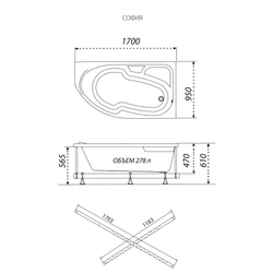 Акриловая ванна Triton (Тритон) София 170x95 R