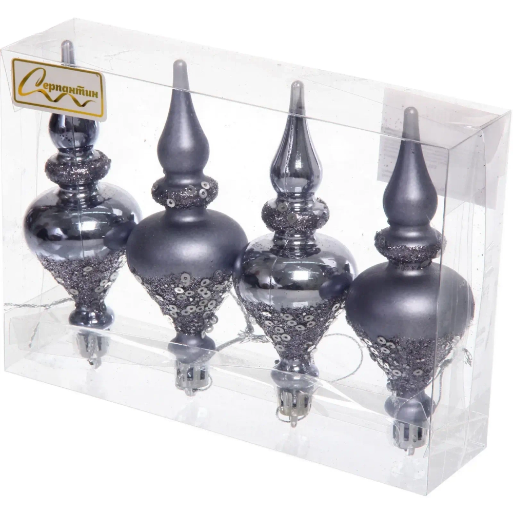 Елочные украшения «Glamour» 10 см (набор 4 шт), Серебро