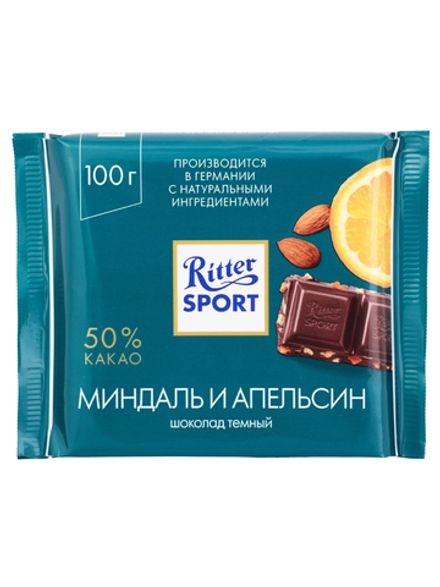 Шоколад тёмный Ritter Sport Миндаль и апельсин 100 г