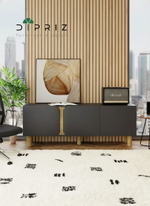 Тумба под телевизор, 150х40х55, Ола, напольная, в прихожую, графит / сосна, Dipriz