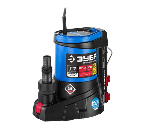 Дренажный насос с минимальным уровнем откачки ЗУБР Профессионал НПЧ-Т7-250 АкваСенсор