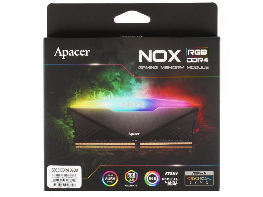 Оперативная память Apacer Nox AH4U32G36C25YNBAA-2, DDR4 2х 32ГБ 3600 МГц, DIMM, RTL