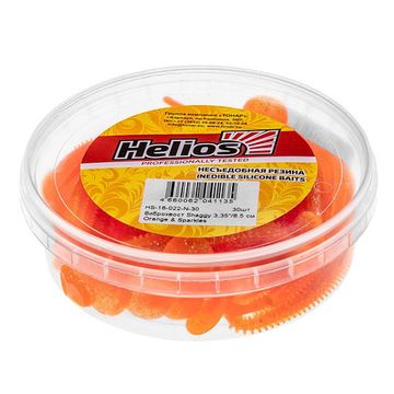 Виброхвост несъедоб. Shaggy 3,35'/8,5 см Orange & Sparkles 30шт. (HS-16-022-N-30) Helios