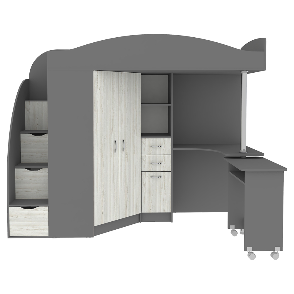 Кровать-чердак КарИВи Юниор 4 Темно-серый Винтерберг