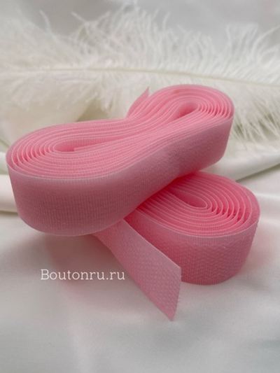 Лента липучка розовая 2 метра, ширина 20 мм