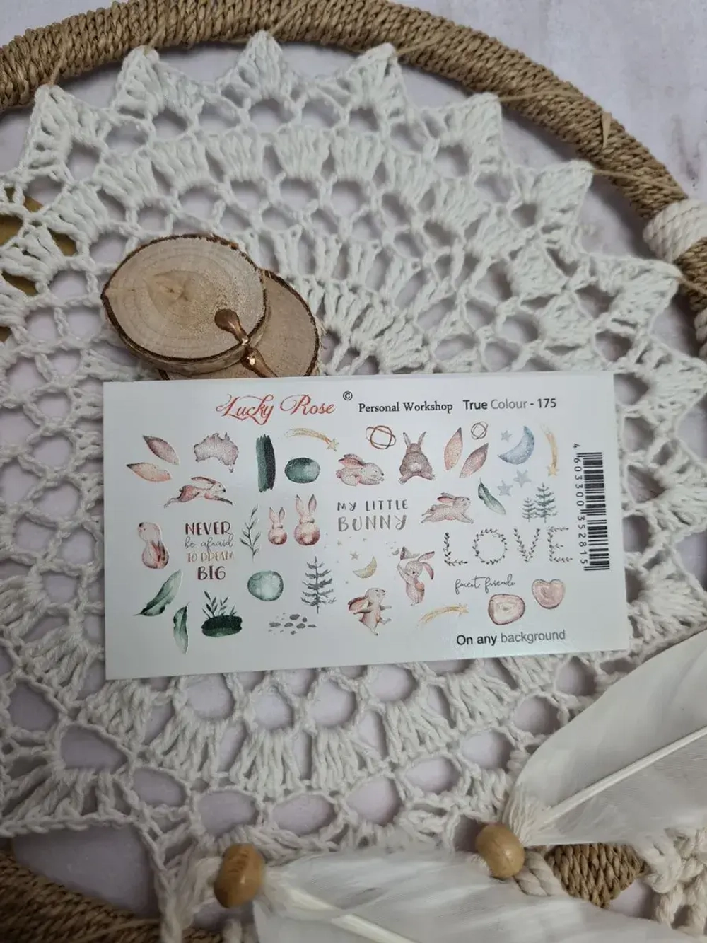 Lucky Rose Слайдеры наклейки для длинных ногтей 175