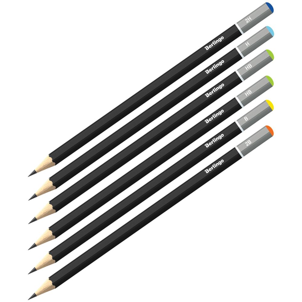 Набор карандашей чернографитных 6шт. 2Н-2В, Berlingo, картон.уп.