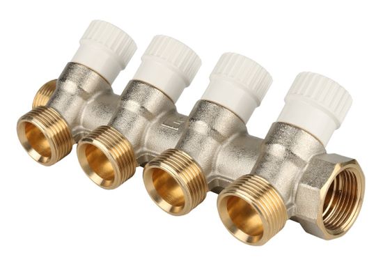 Коллектор распределительный Stout 1"x3/4" - 4 отвода «EK евроконус» SMB 6851 013404