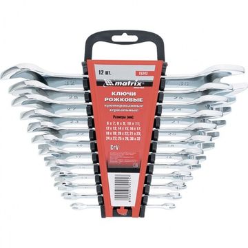 Набор ключей рожковых 12шт. (6-32мм), CrV, Elliptical, зерк. хромирование Matrix 15242