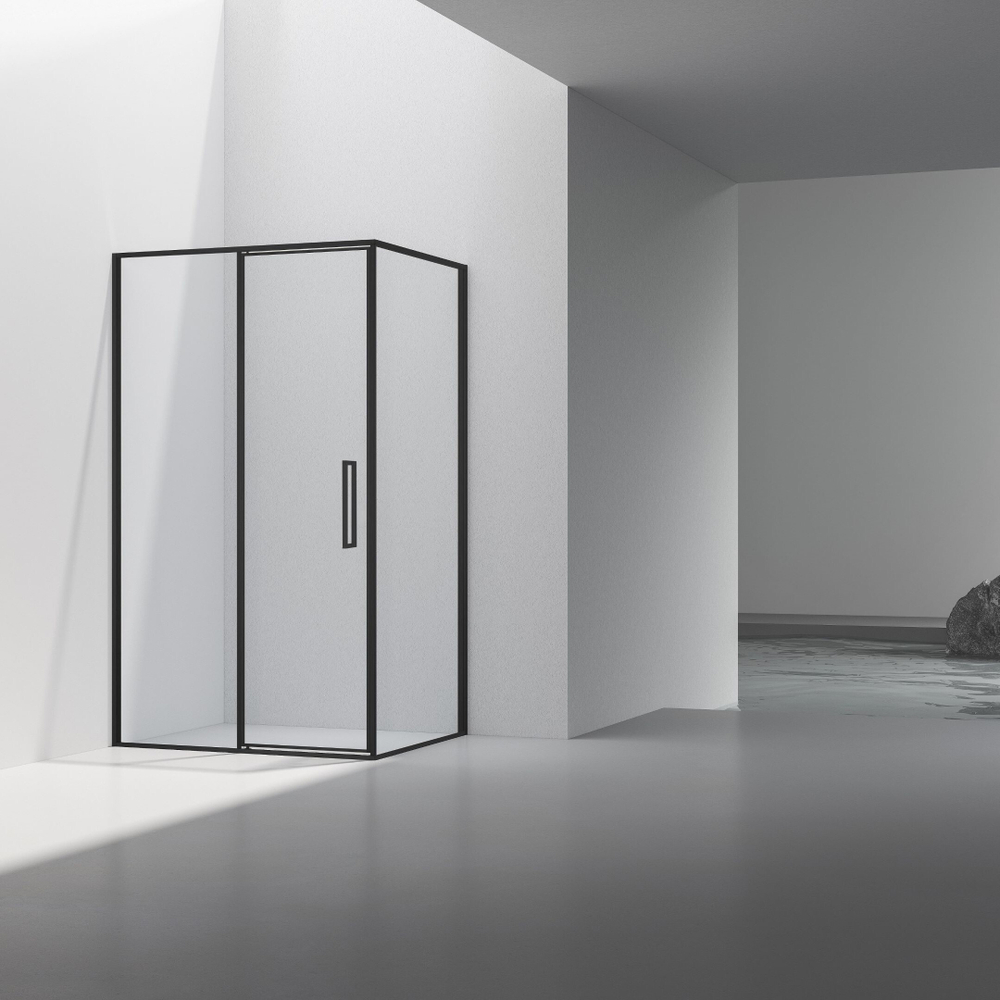 Душевой уголок Slim 8mm VSR-4SLP9012CLB, 1200*900, черный, стекло прозрачное