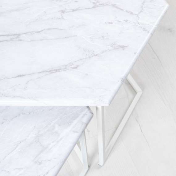 Стол журнальный МеталлАрт М003 белый мрамор/белый