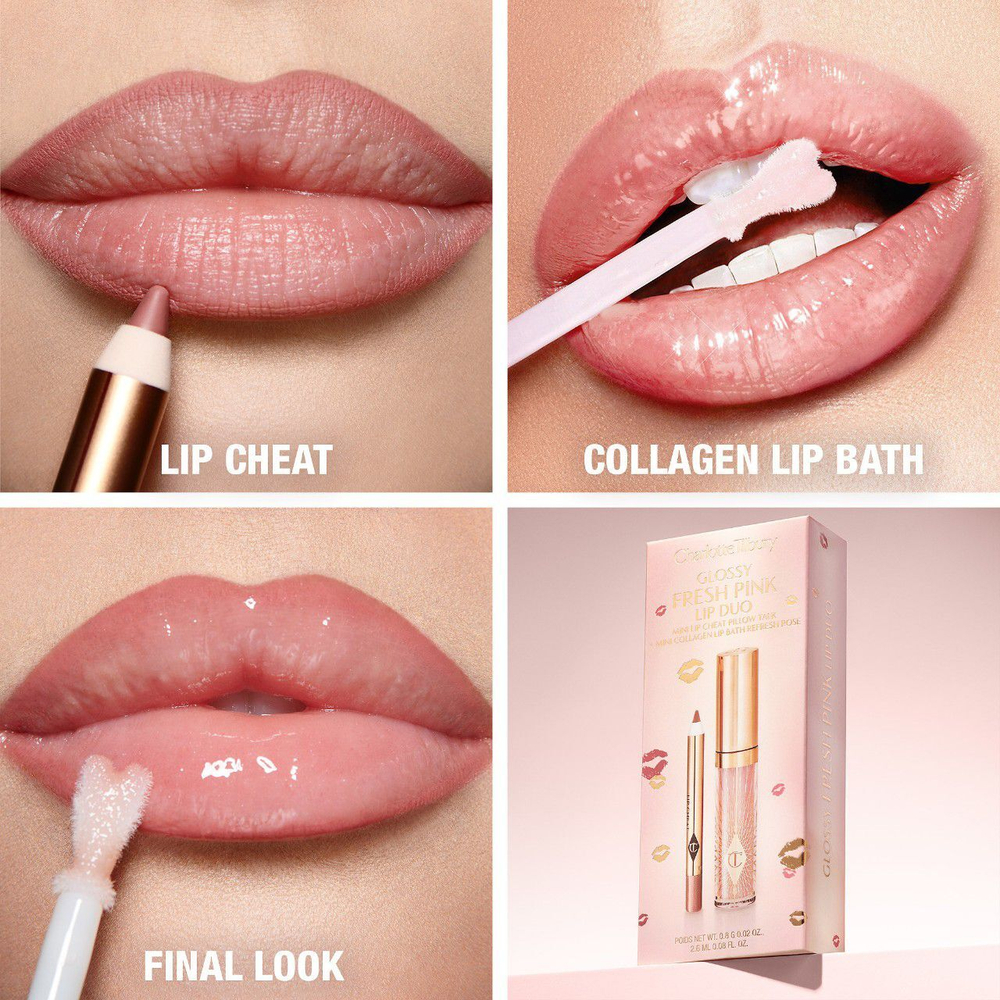 Charlotte Tilbury Mini Glossy Pink Lip Gloss + Lip Liner Set - Fresh Pink