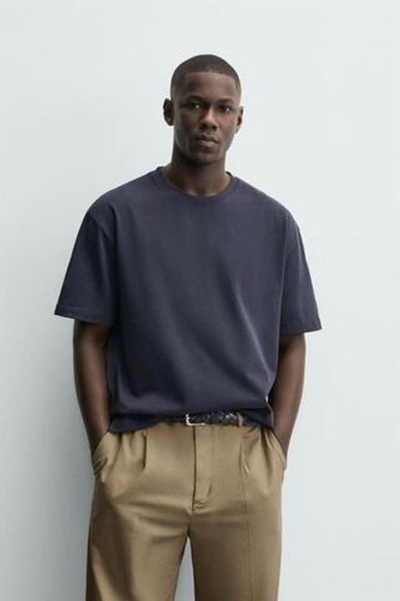 ZARA ФУТБОЛКА RELAXED FIT, СИНИЙ