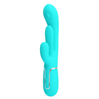 Бирюзовый вибратор-кролик 22,2см с дополнительным язычком Pretty Love Triple Rabbit Multifuncional Vibrador BW-500041-1