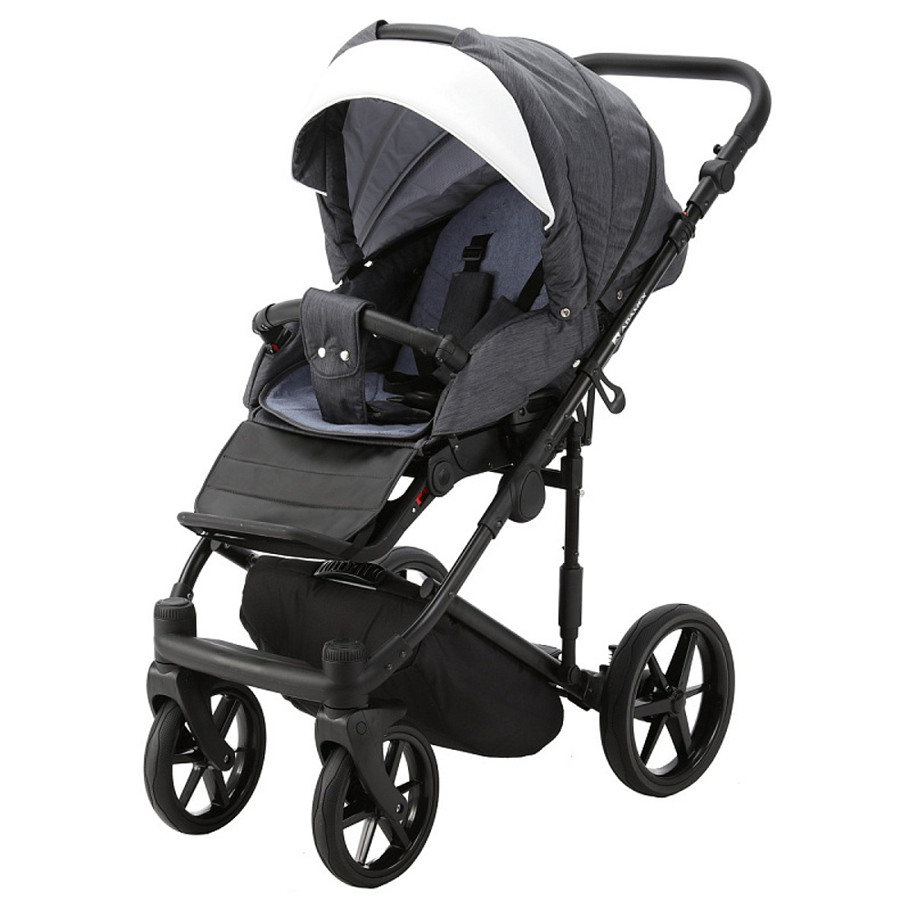 Детская коляска Adamex Amelia 2 в 1 AM234-TIP (Т.СЕР+БЕЛ.КОЖА)