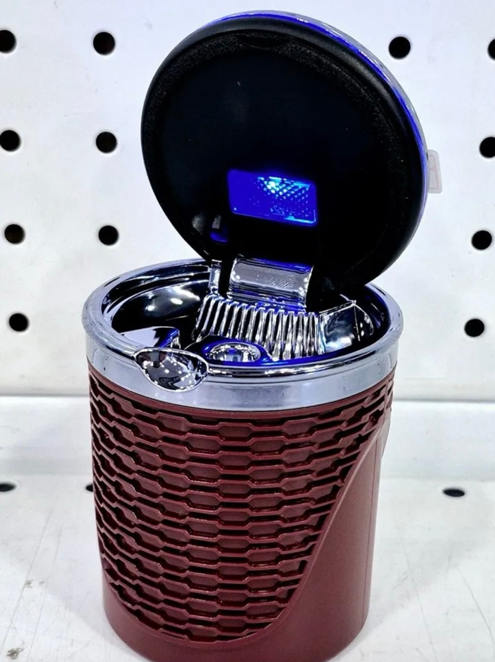 HT-926-2 / Пепельница-стакан "Часы" хром, коричневый (с подсветкой) HT-926-2 (1 шт.) =