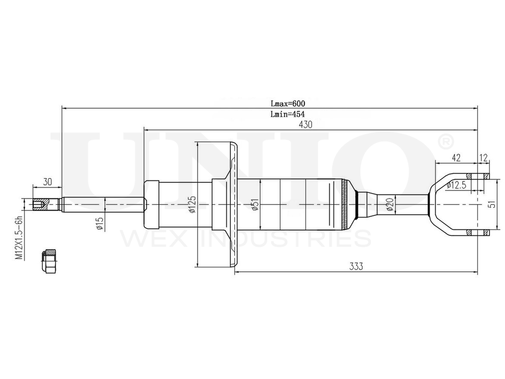 Амортизатор газовый передней подвески UNIO SAB-10466