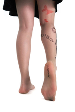 Колготки с принтом и надписями «banksy» (Размер: S-M-L) (Цвет: бежевый)