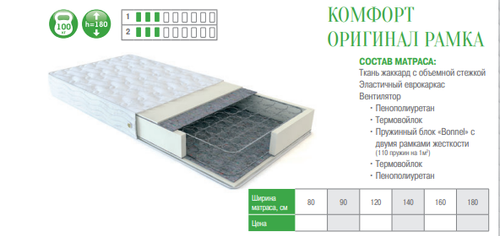МАТРАС КОМФОРТ ОРИГИНАЛ РАМКА