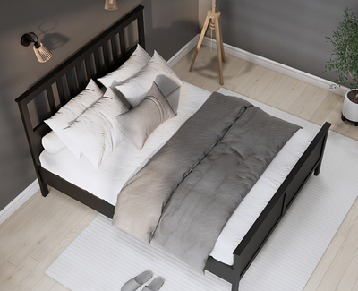 Двуспальная кровать, Хемнэс/Кымор, 140х200см, черный