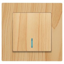 Выключатель Intro Accent 6-102-11 с подсветкой, 10А-250В, IP20, СУ, AL/CU, сосна